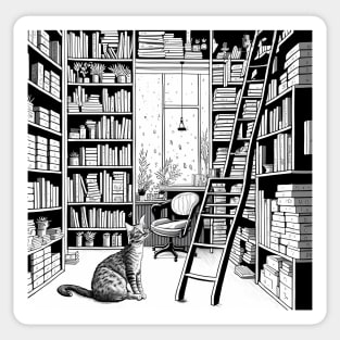 Cat in the Library Sticker